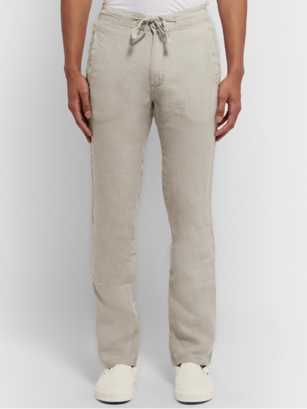 Onia Beige Linen Drawstring Pants in Large